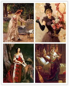 

free shipping lot set clssical court figure women canvas prints oil painting printed on canvas home wall art decoration picture