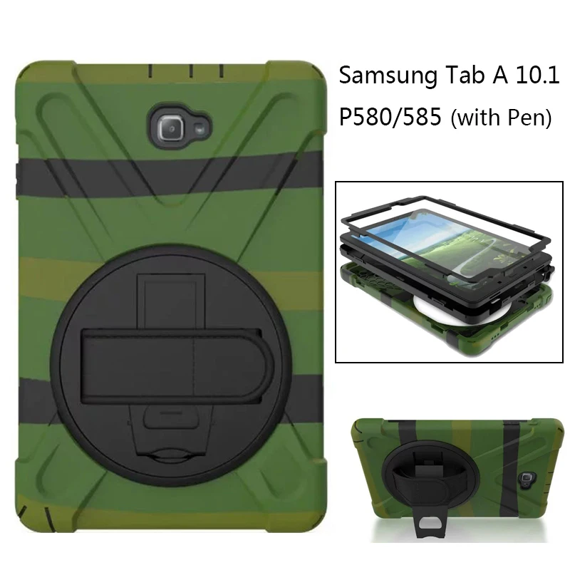 Amor Heavy Duty case For Samsung Galaxy Tab A 6 A6 10.1 P580 P585 S-Pen Tablet case Silicone +PC Back Cover Kick stand Case Amor Heavy Duty case For Samsung Galaxy Tab A 6 A6 10.1 P580 P585 S-Pen Tablet case Silicone +PC Back Cover Kick stand Case