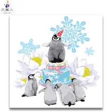 Пингвины для празднования дня рождения картина diy цифровая картина маслом по номерам на холсте для рисования декор для детской спальни ручной работы diy подарок
