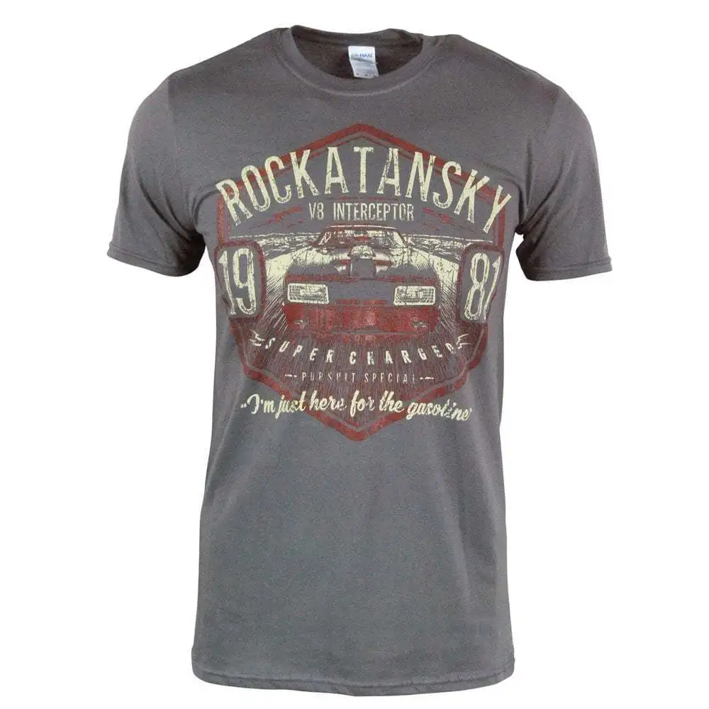 

Mens Retro Mad Max Rockatansky V8 Interceptor Car T Shirt Grey NEW 1981 Cheap wholesale tees free shipping cheap tee