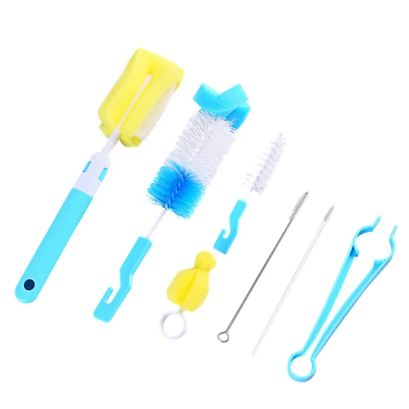 

4/6pcs Infant Baby Bottle Brush Set Sponge Plastic Glass Milk Water Cup Clean Feeding Bottle Dummy Nipple Pacifier Brushes