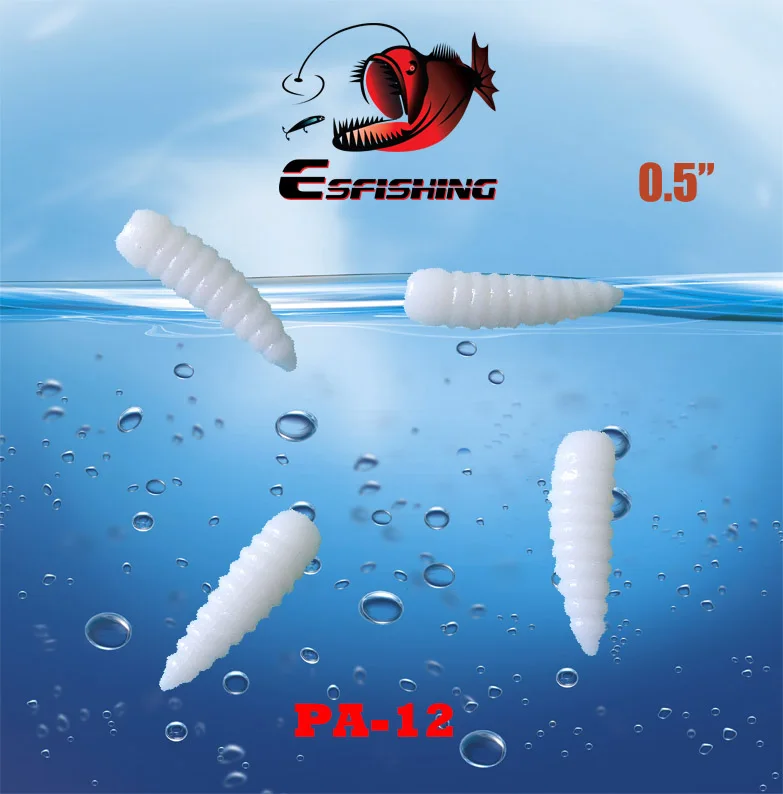 Esfishing 100 шт. 1,2 см Esfishing MAGGOT 0," мягкие приманки хлеб червь приманка для подледной рыбалки Isca искусственные снасти Кремниевая приманка форель - Цвет: PA12