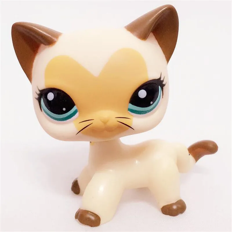 Rare Pet Shop Lps Toys Standing Littlest Short Hair Cat Grey White #5 Pink #2291 Old Real Action Figure Anime Toys For Children