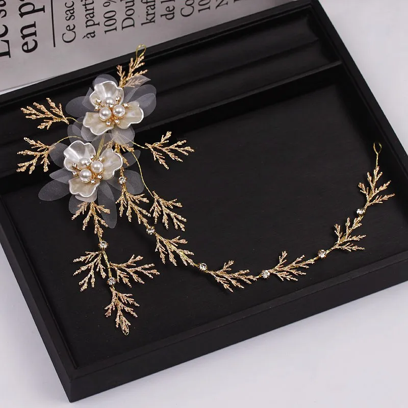 

Wedding Leaf Twig Headband Bridal Flower Hair Vine Gold Bride Hair Jewelry Bridesmaid Hair Accessories
