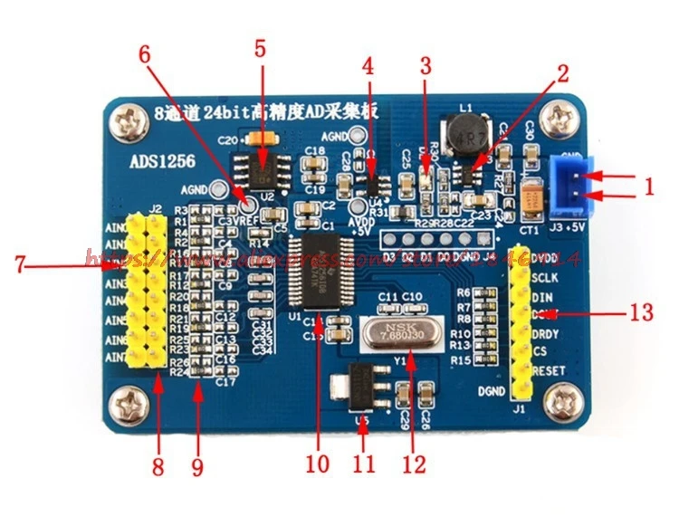 ADS1256 24 бит AD ADC модуль с высокой точностью ADC карты сбора данных