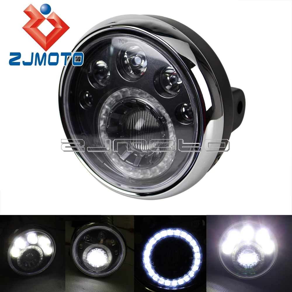 Buy ZJMOTO Custom 7" Round Motorcycle LED Headlight E