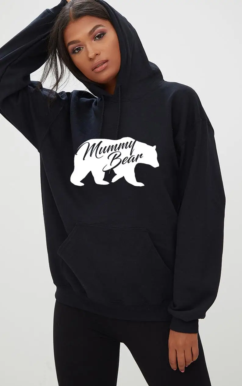 Skuggnas New Arrival Mummy Bear Hoodie Unisex Mother's Day Birthday Gift Mum Mama Hoody Christmas Gift Hood Drop ship