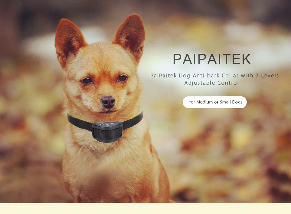 PaiPaitek анти коры собаки ошейник для тренировок шок против лая с 7 регулируемые уровни чувствительности контроллер