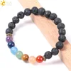 CSJA negro Natural Lava brazaletes de cuentas para hombre Muti-color 7 Mala de Chakra piedra oración meditación difusor de energía de joyas Reiki E955 ► Foto 3/6