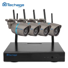 Techage 4CH 720P HD Outdoor IR Night Vision Video Surveillance Security 4pcs IP Camera WIFI CCTV System Wireless NVR Kit 1TB HDD