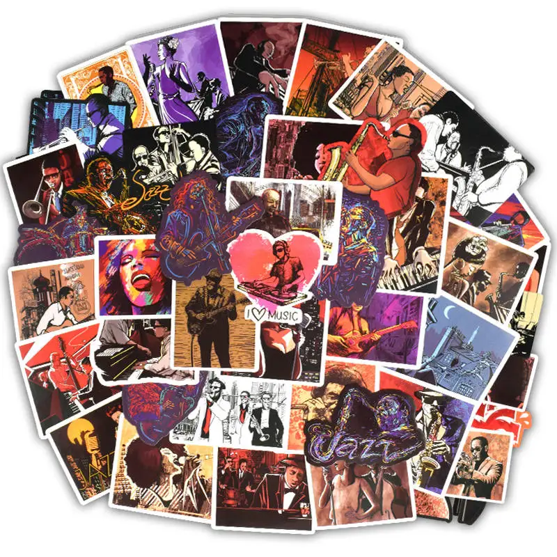 

50pcs mixed retro rock music computer stickers laptop skin vinyl sticker moto suitcase Decal decoration for macbook air 11 13