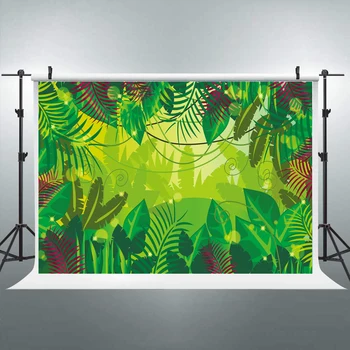 

Baby Shower Photo Backdrop Tropical Leaves Wild One Jungle Themed Children Birthday Photography Background Dessert Table studio