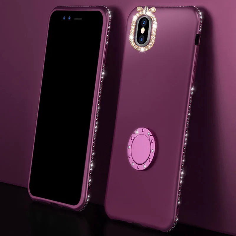 

Bling Diamond Soft Silicone Case For Samsung Galaxy A6 A8 S8 S9 S10 Plus S10e M10 M20 A50 Note 9 8 Magnetic Ring Kickstand Cover