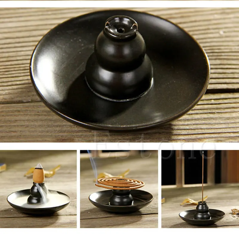 1PC New Glazed Ceramic Censer Church Incense Burner Plate Gourd Zen