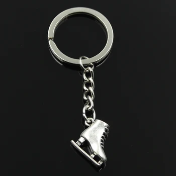 

Fashion 3cm Key Ring Metal Key Chain Keychain Jewelry Antique Bronze Silver Color Plated Roller Skates 21x18x6mm Pendant