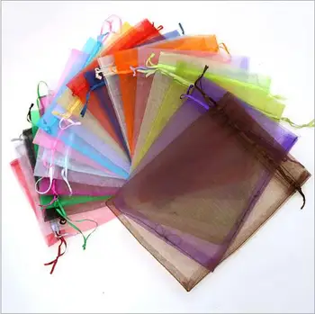 

Free Shipping 100 pcs/lot colorful Big Size 17*23cm Strong Sheer Organza Pouch Wedding Favor Jewelry Gift Candy Bag