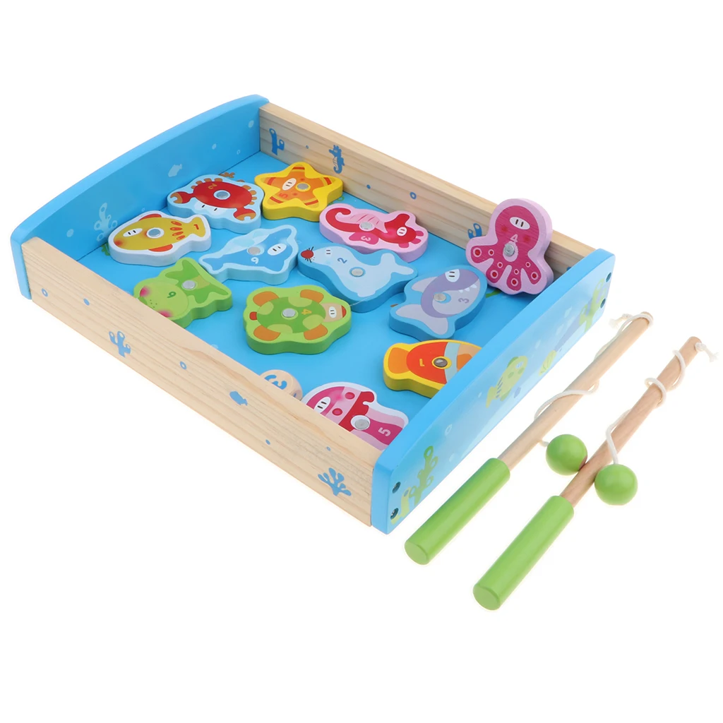  Baby Developmental 15pcs Wooden Magnetic Numbers Fishing Game Toy, Fine Motor Skills, Early Learning, Birthday Gifts