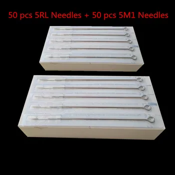 

50pcs 5RL+50pcs 5M1 Disposable Sterile Tattoo Needles Round Liner 5RL Shader 5M1 Stainless Steel lining Tattoo Needle