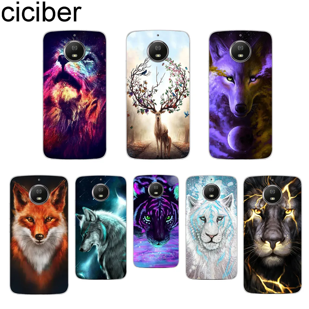 

ciciber For Motorola Moto ONE C Z2 Z3 G5 G4 G5S G6 P30 E3 E4 E5 Plus Play Power X4 M Soft TPU Clear Phone Cases Animal Deer Wolf