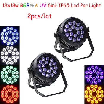 

2pcs LED 18x18W RGBWA UV 6in1 Led Par Stage Light Outdoor use for dj Club Stage Christmas Wedding Party