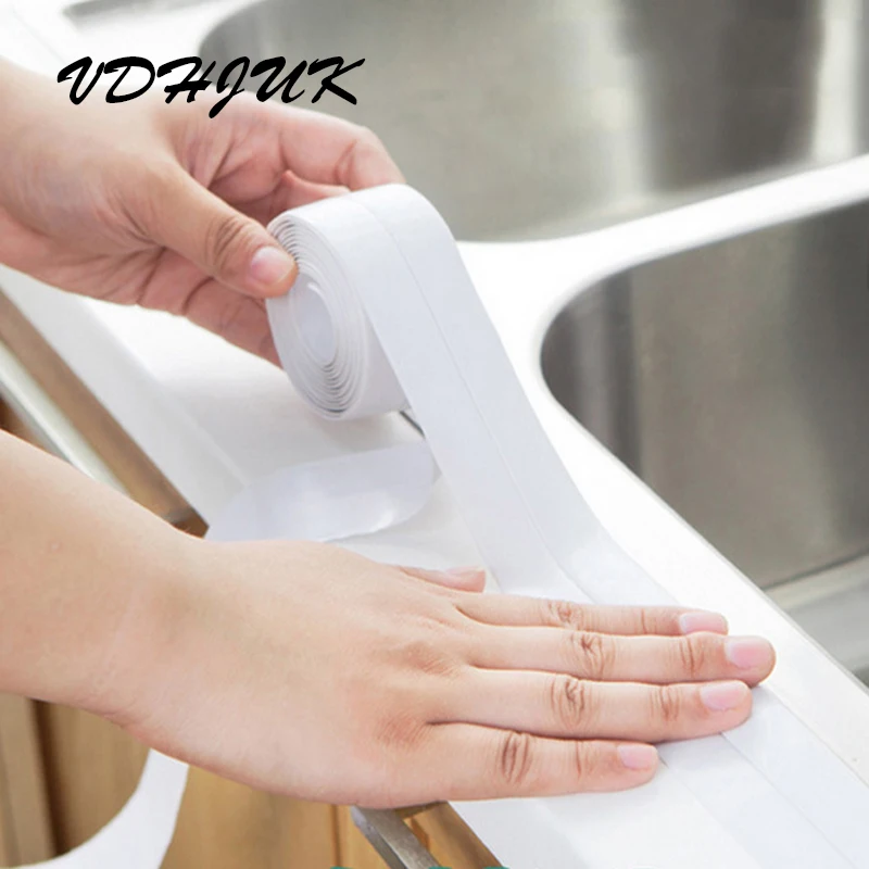 

2.2cmX3.2M Home Bathroom Bathtub Kitchen Wall Stickers Art Sealing Strip Sealant Tape Mildew resistant and waterproof Pegatinas