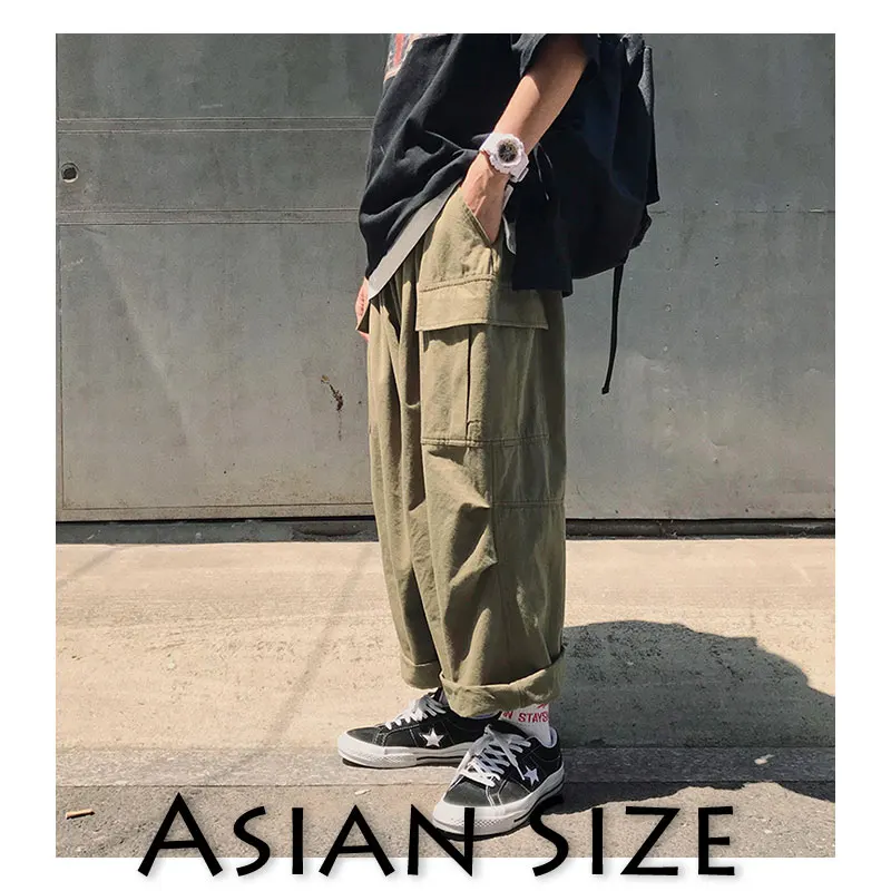 Privathinker Summer Casual Pant Mens Sweatpants Streetwear New Fashion Baggy Cargo Pants Elasticity Joggers Trousers - Цвет: Green(AsianSize)