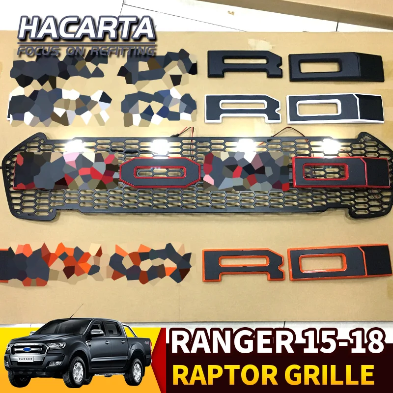 RAPTOR Stlying Grill для Ford Ranger- ABS буквы передняя решетка черный радиатор грили для Ranger Wildtrak T7