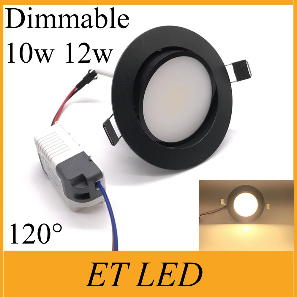 30pcs/lot led downlight lamp 10w 12w Dimmable COB AC90 260V 12V ceiling
