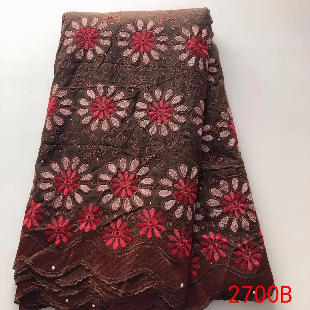

Nigeria Lace Fabric 2019 Latest Swiss Voile Lace in Switzerland with Stones African Cotton Embroidery Lace ks2700B