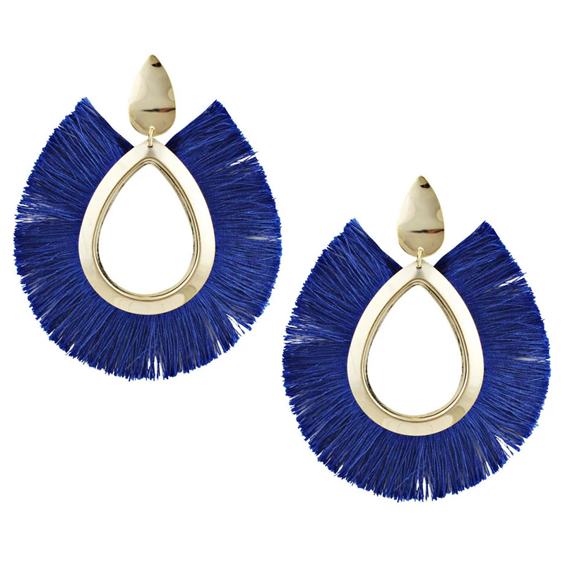 

Geometric Waterdrop Shape Big Tassel Earrings for Women Boho Exaggerated Fringed Earings Za Statement Earings Fashion Jewelry