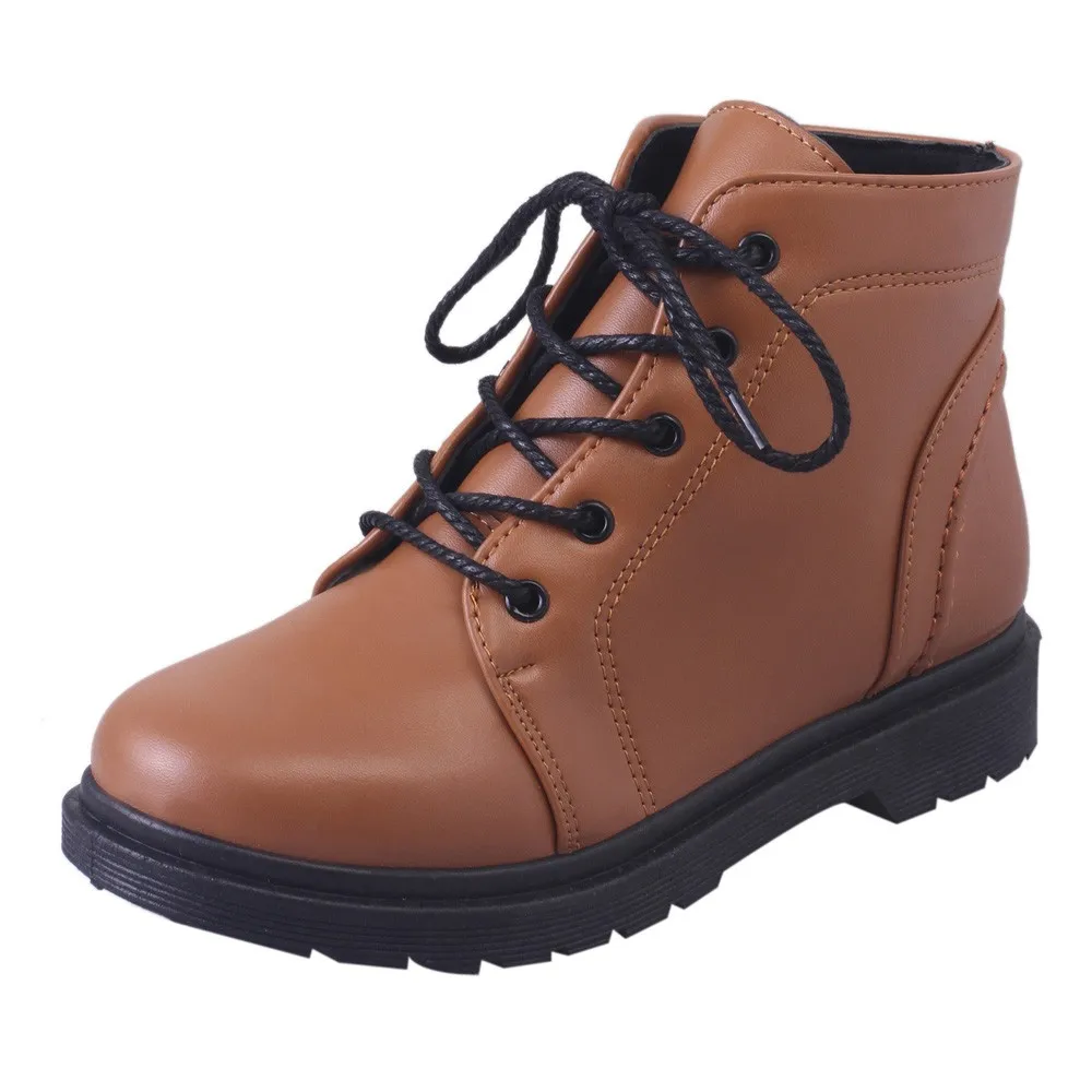

New 2018 Fashion New Punk Gothic Style Lace up Belts Round Toe Boots Women Shoes Short Boots Street haulage motor mujer zapatos