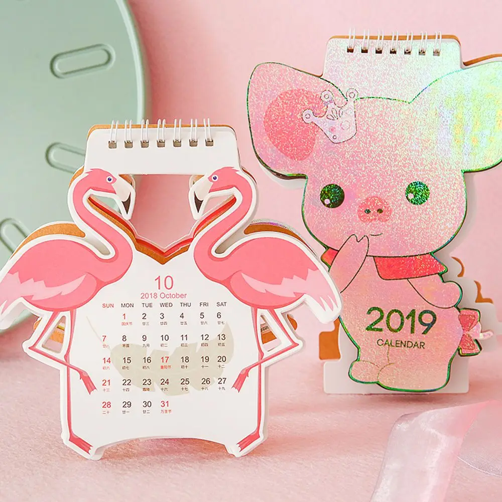 Милый мини Настольный календарь с изображением поросенка Фламинго Kawaii