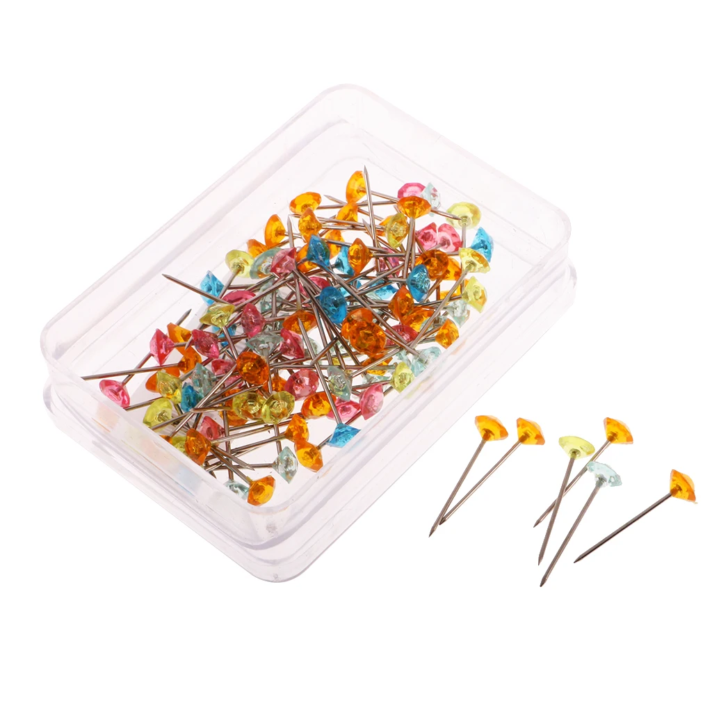 85pcs Clear Pearl Diamond Head Dressmaking Pin Decorating Sewing Scarf Pins for DIY Clothes Wedding Dresss Garment Clips Tools
