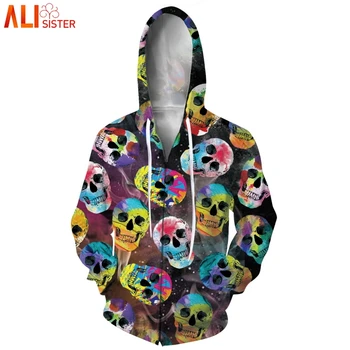 

Alisister 3d Skull Zipper Hoodies Sweatshirt Men Women Autumn Winter Jacket Coat Harajuku Hoody Hip Hop Tracksuit Outwear