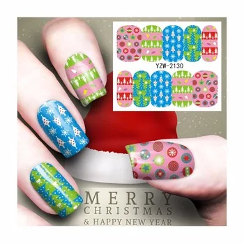 WUF 1 Sheet Nail Art Water Tattoo Design Nails Christmas Holiday Design Water Transfer Decals 2130