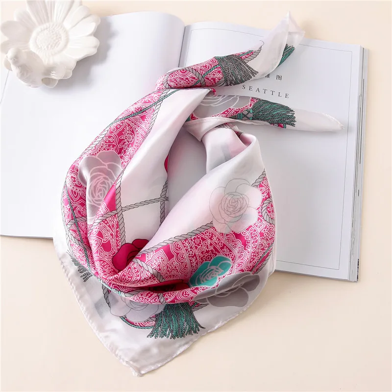 2019 Luxury Brand Women Square Silk Scarf Bandana Plaid Print Soft Hijab Hair Tie Band For Women Girl Accessories 65 colors 2019 Luxury Brand Women Square Silk Scarf Bandana Plaid Print Soft Hijab Hair Tie Band For Women Girl Accessories 65 colors