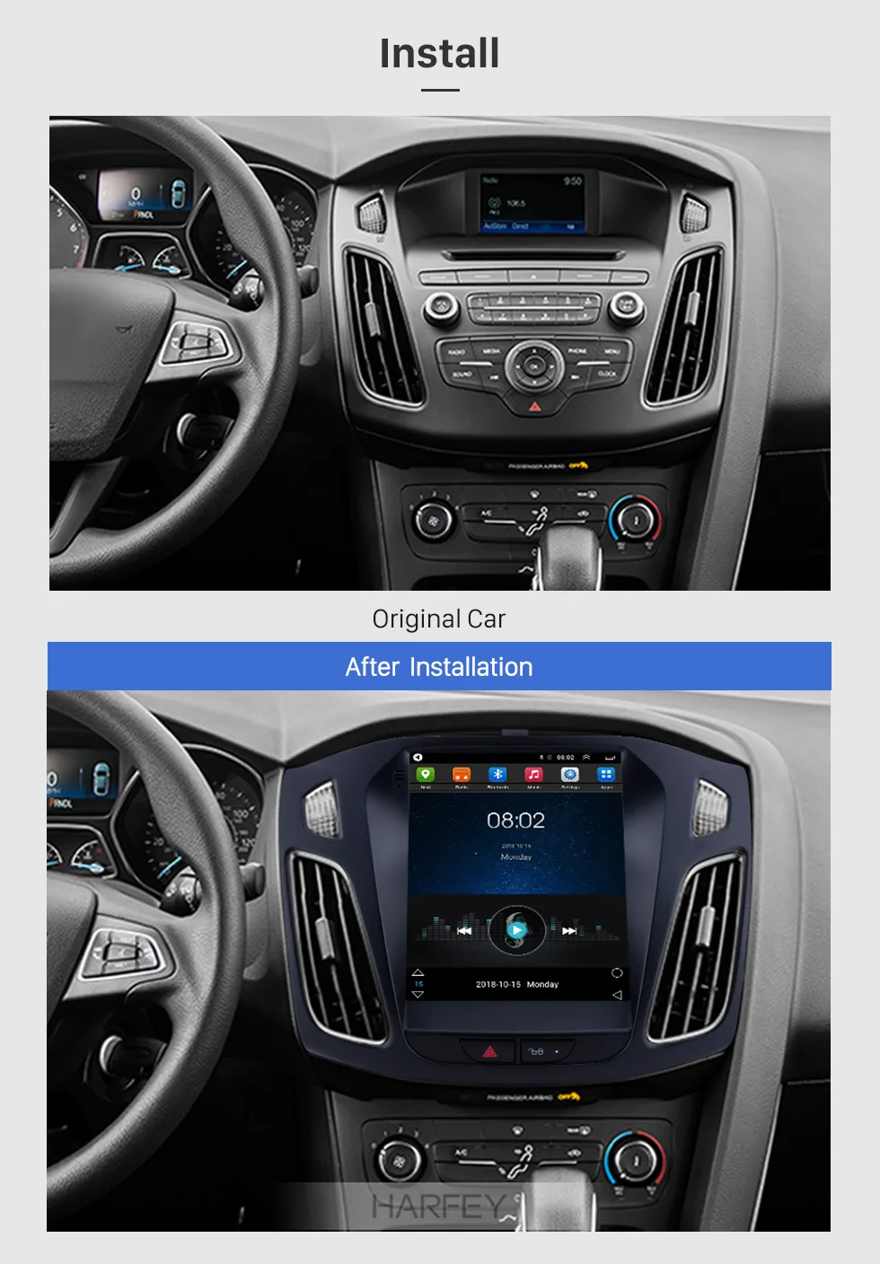 Sale Harfey Autoradio 9.7" GPS Navi Android 6.0 Car Stereo for Ford Focus 2012 2013 2014 2015 Head Unit Support OBD2 Rearview Camera 1