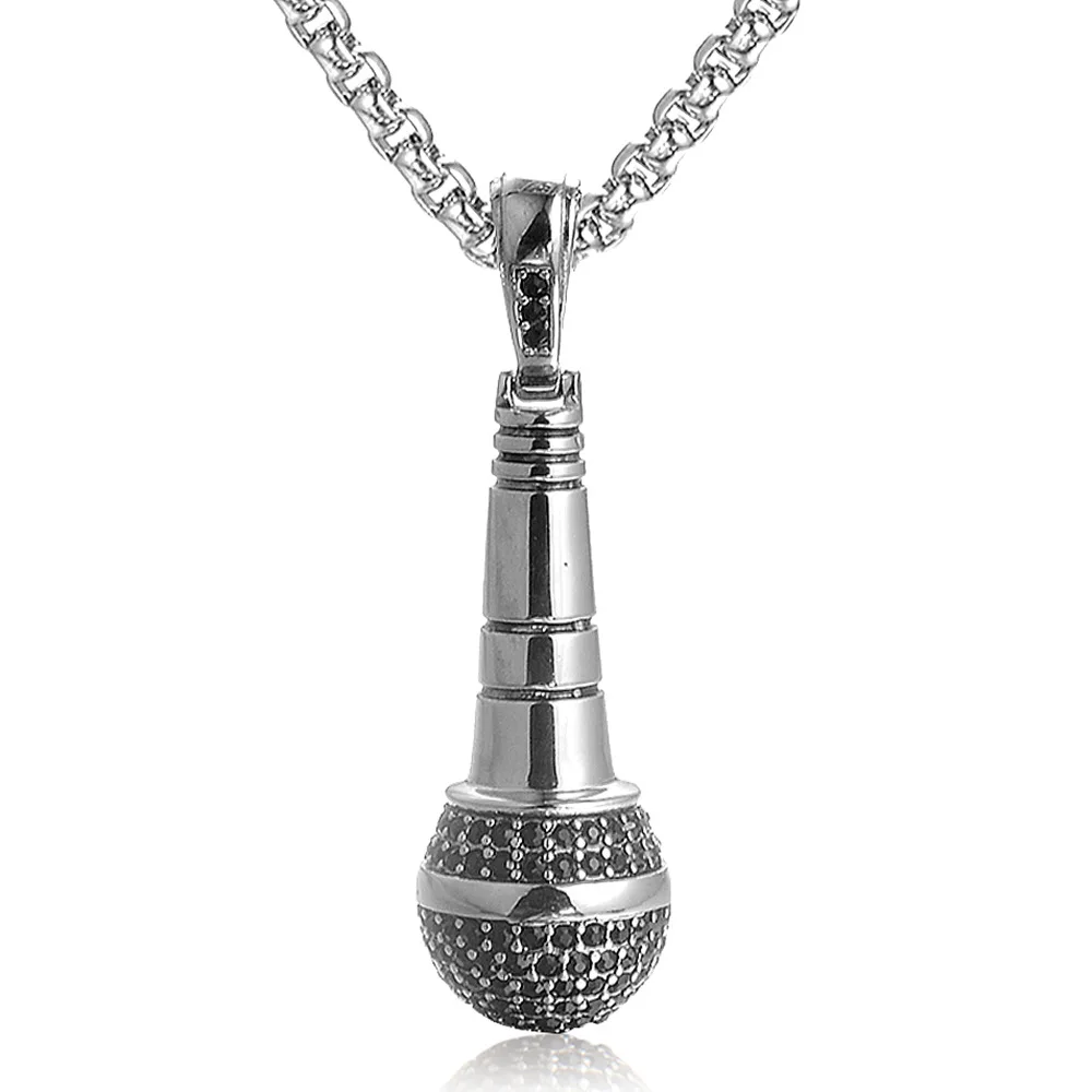 

Stainless Steel Men Necklaces Chain Pendants Host Singer Microphone Punk Rock Hip Hop Cool for Male Boy Fashion Jewelry Gift