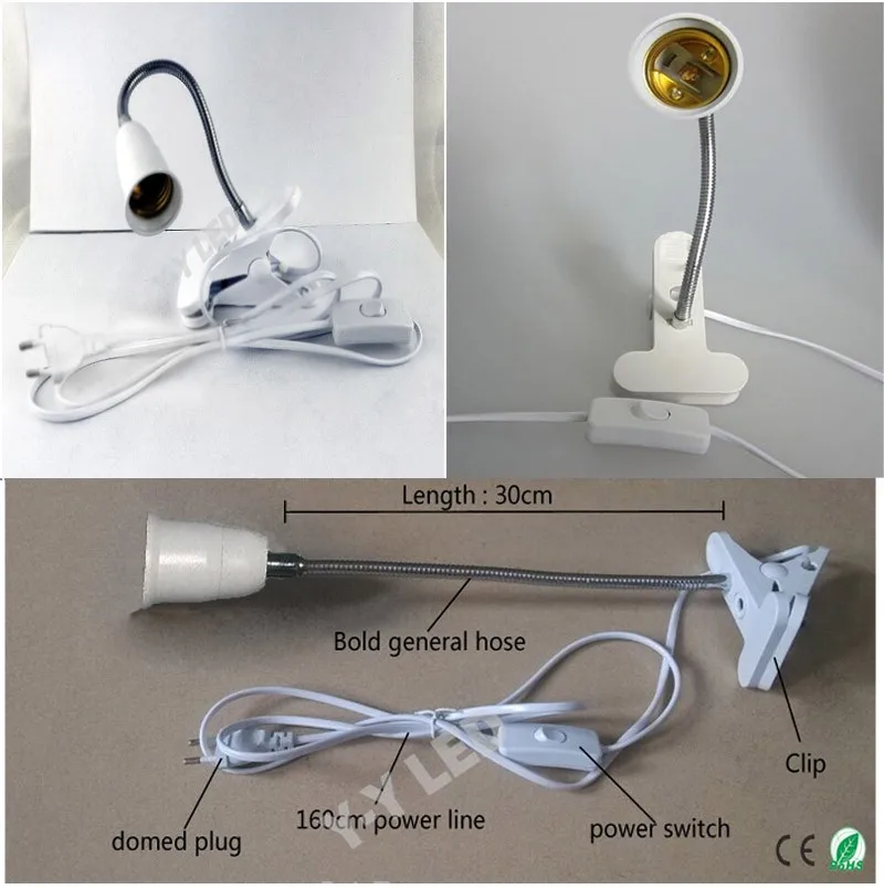 E27 Светодиодный настольный светильник вращается на 360 градусов держатель Зажим для ремня переключатель abajur светодиодный светильник для выращивания держатель лампы, универсальная струбцина для настольной лампы