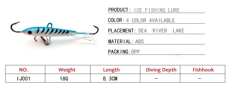 1 шт., приманка для зимней подледной рыбалки, свинцовая приманка для ловли рыбы, 18 г, 83 мм, рыболовный крючок, ледяной балансир, рыболовные приманки для зимней рыбалки