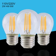 Lampe à Filament Led, G45 E27, 2W 4W 6W, ampoule boule rétro Edison, blanc chaud/blanc, ac 120V 110V