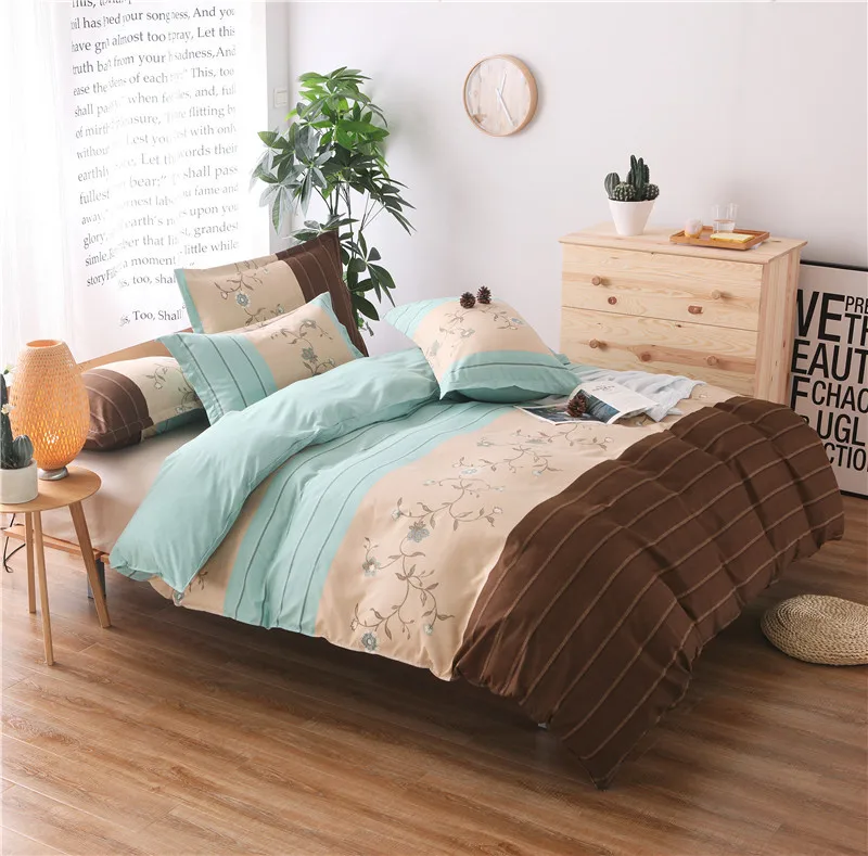 Solstice японский простой в полоску стильное одеяло комплект 3 шт. набор постельного белья Кровать льняное постельное белье постельного белья Twin двойной queen Размеры