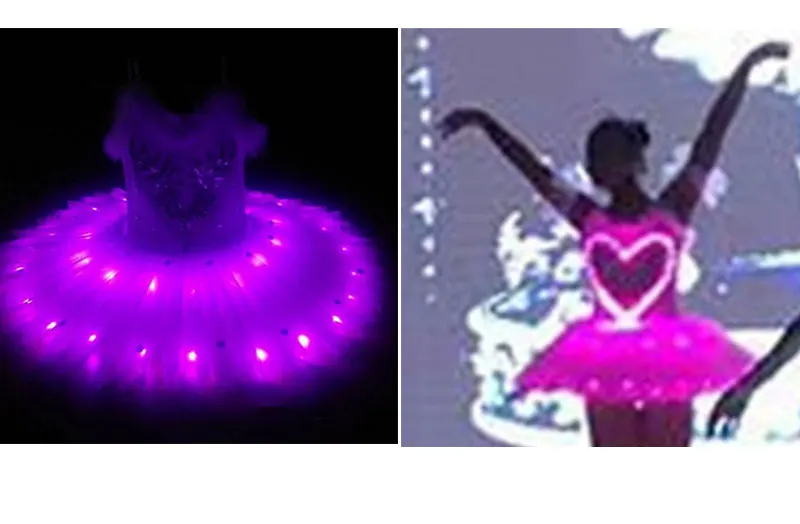 Светодиодный свет Лебединое озеро балетное платье для взрослых детей пушистые флуоресцентный одежда для ночного клуба танцевальный костюм Noctiluca платье-пачка