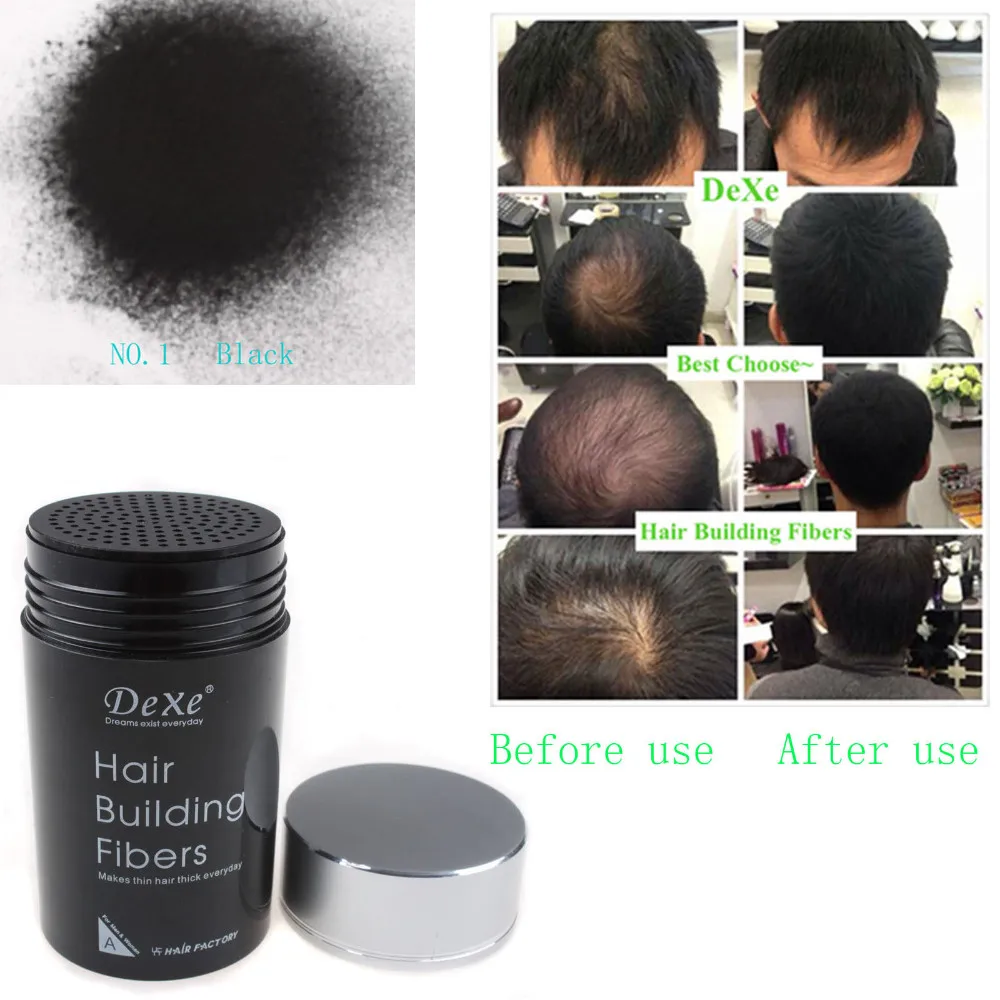 

5 Pieces Dexe HAIR BUILDING FIBERS 22G BLACK COLOR #1 With 1pcs as free gift
