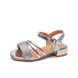 AFDSWG girls summer shoes Модный горный хрусталь детские кожанные сандали розовый обуви детские для девочек босоножки кожа