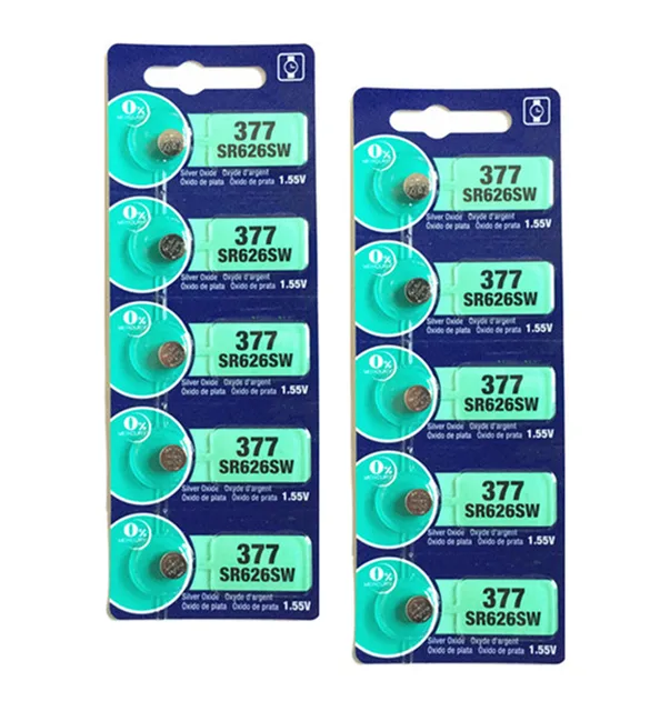 10X LONG LASTING 377 SR626SW SR626 AG4 Watch Battery ButtoLatest silver