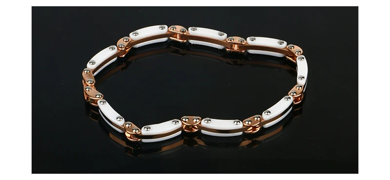 Новинка 585, женский браслет из розового золота, черный, белый, керамический, гладкий, нержавеющая сталь, элегантный браслет, модные ювелирные изделия, подарки, высокое качество