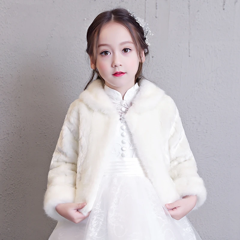2018 Girl White Wedding Party Jacket Cloak Flower Girl Shawl Girl