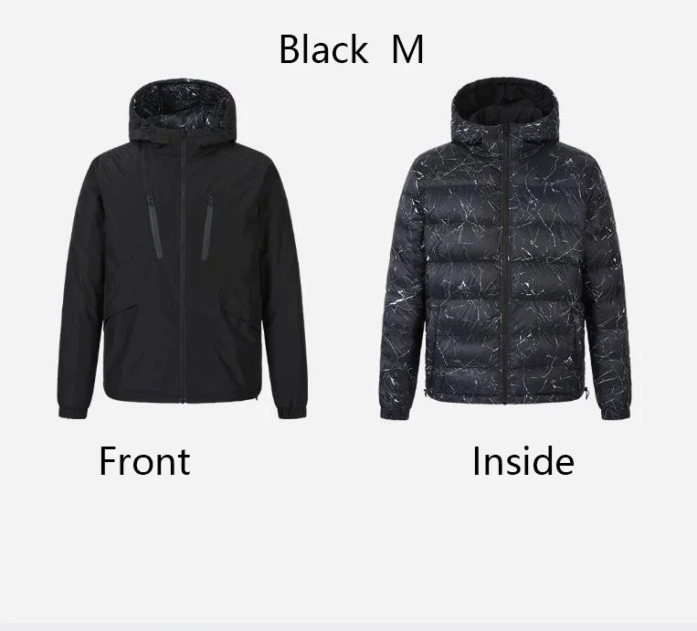 Xiaomi Uleemark мужская двусторонняя пуховая куртка 90% на гусином пуху Водонепроницаемая застежка-молния двухсторонний Водонепроницаемая Лыжная куртка - Цвет: black M