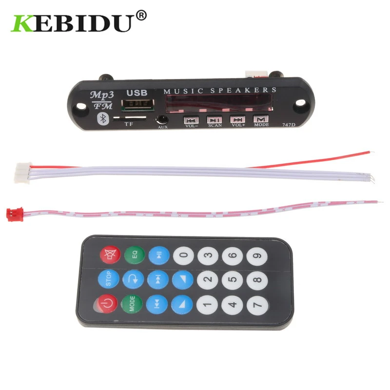 

kebidu 12V 5V Wireless Bluetooth DC Car Vehicles MP3 WMA Decoder Board Audio Module USB FM TF Radio AUX Audio For Car Accessorie